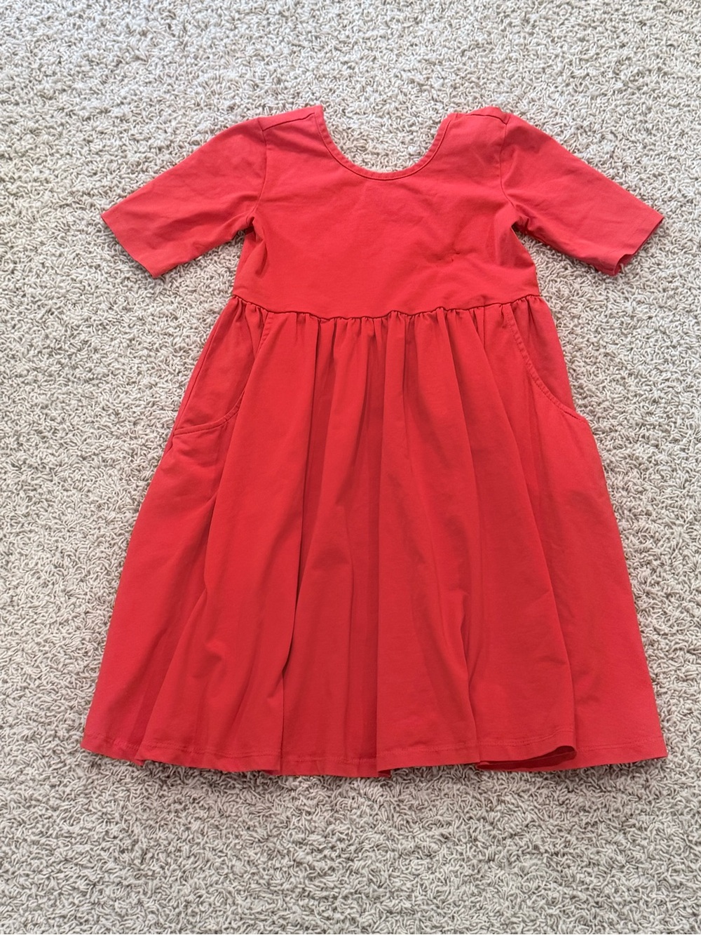 Hanna Andersson Red Short-Sleeve Gathered Skirt Dress